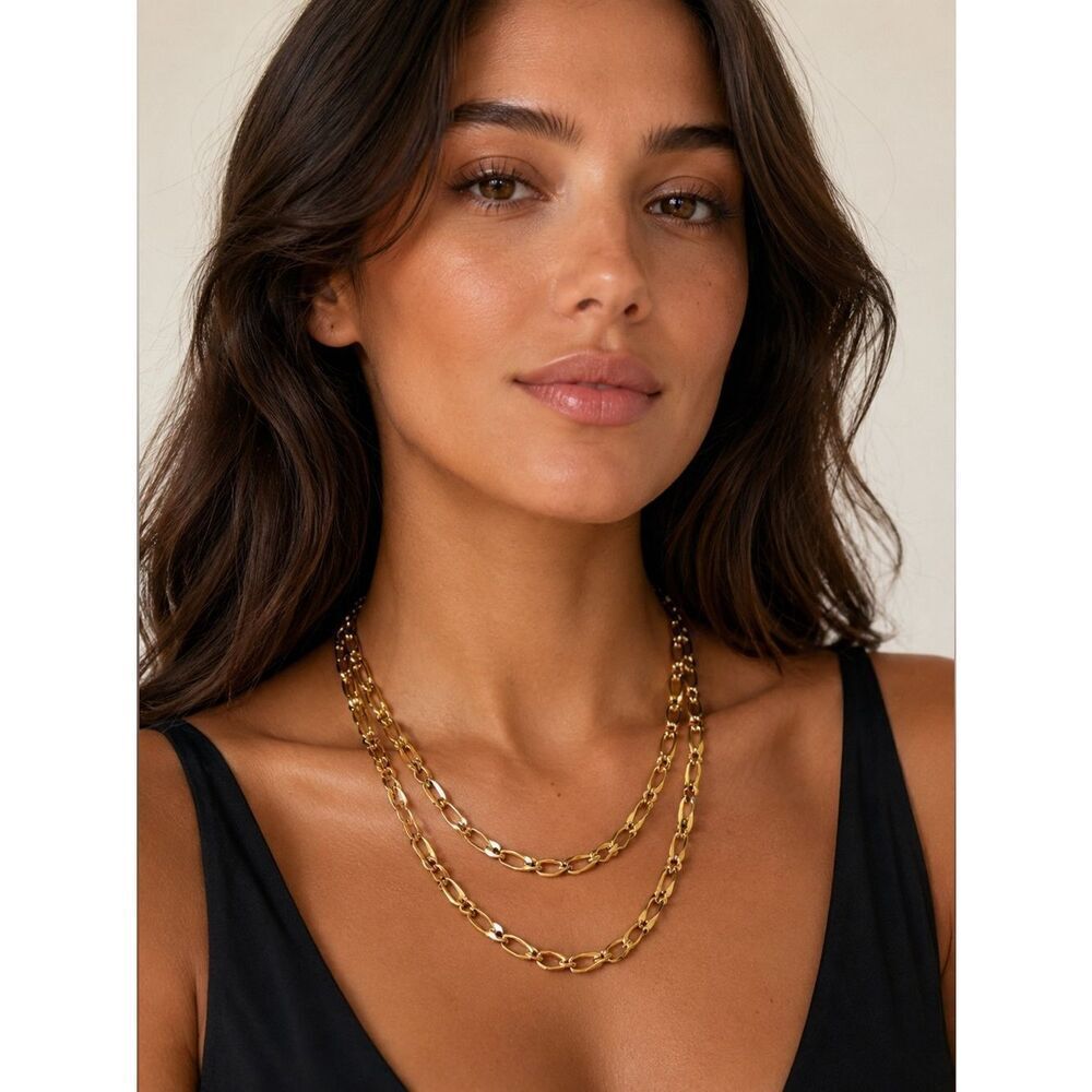Vintage Monet Figaro Gold Chain Necklace